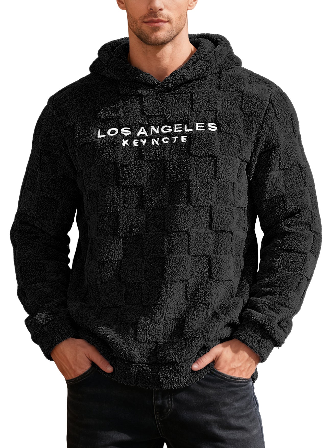 Men's loose letter embroidered hoodie