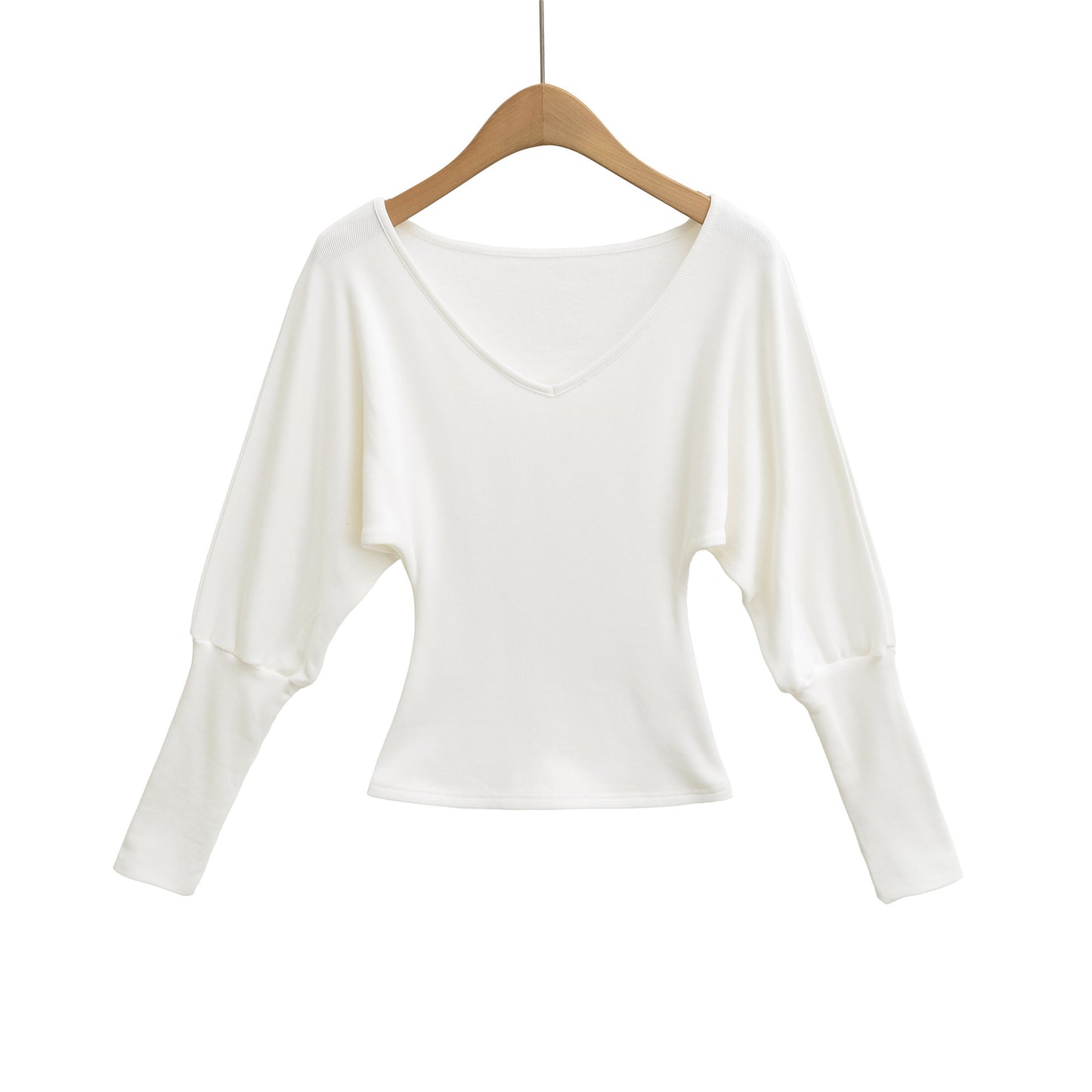 Deep V waist cinched long sleeved T-shirt