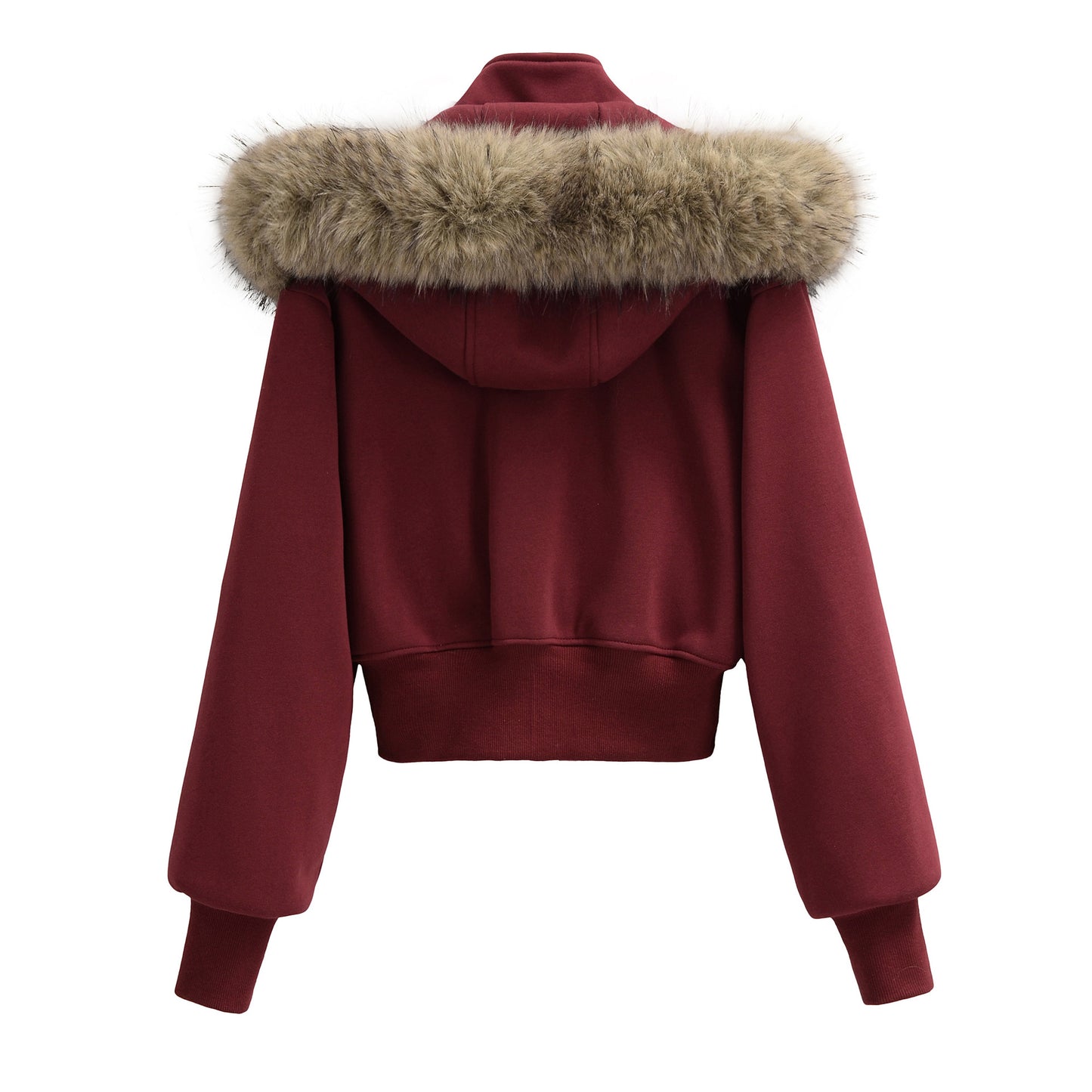 Detachable fur collar with fleece jacket for women