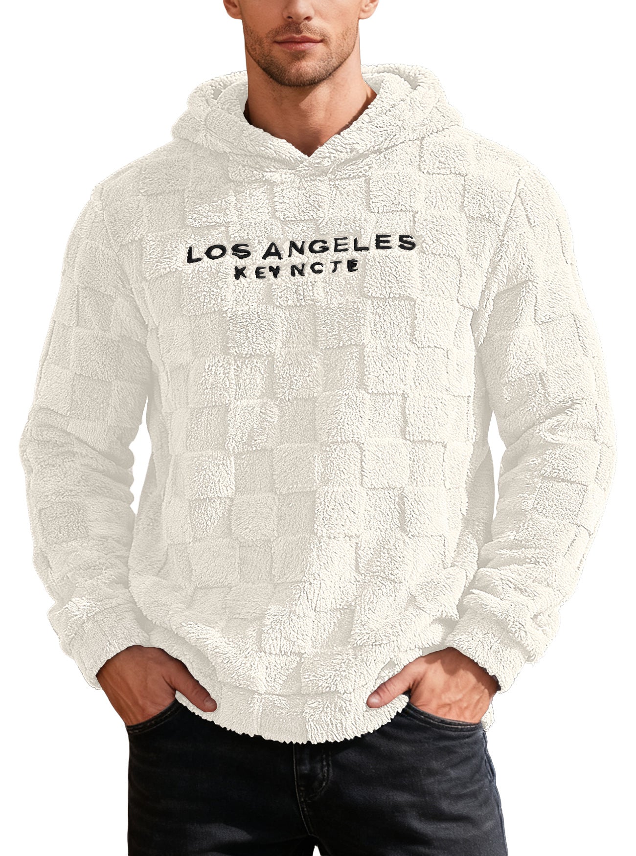 Men's loose letter embroidered hoodie