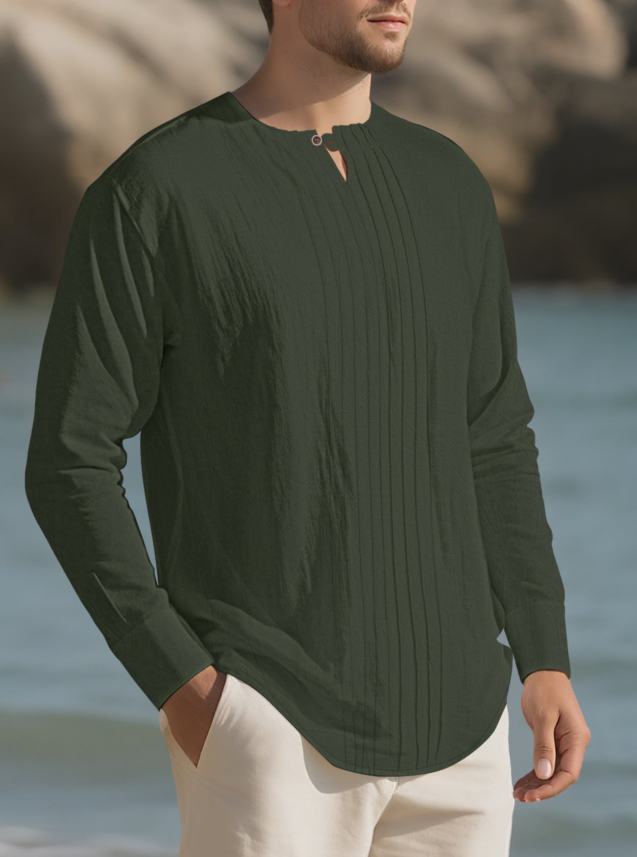 Round neck long sleeved men's top