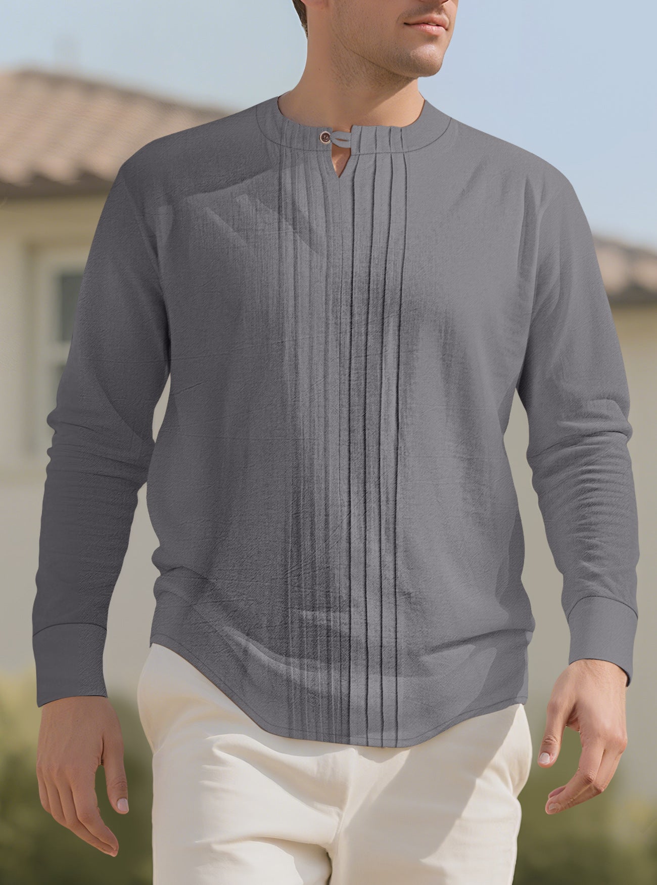 Round neck long sleeved men's top
